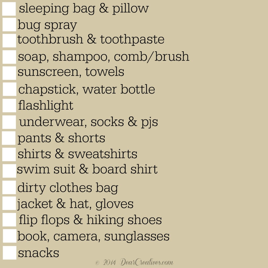 Camping Packing Checklist