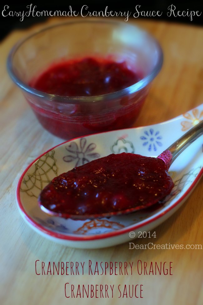 homemade cranberry sauce Cranberry Raspberry Orange _Cranberry Sauce_home made cranberry sauce in a cup and on a spoon_