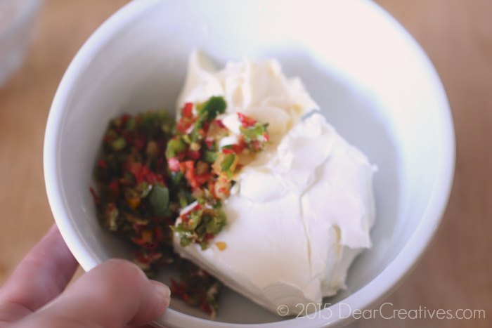 Easy Recipes Appetizer jalapenos cream cheese and mayonaise in a bowl