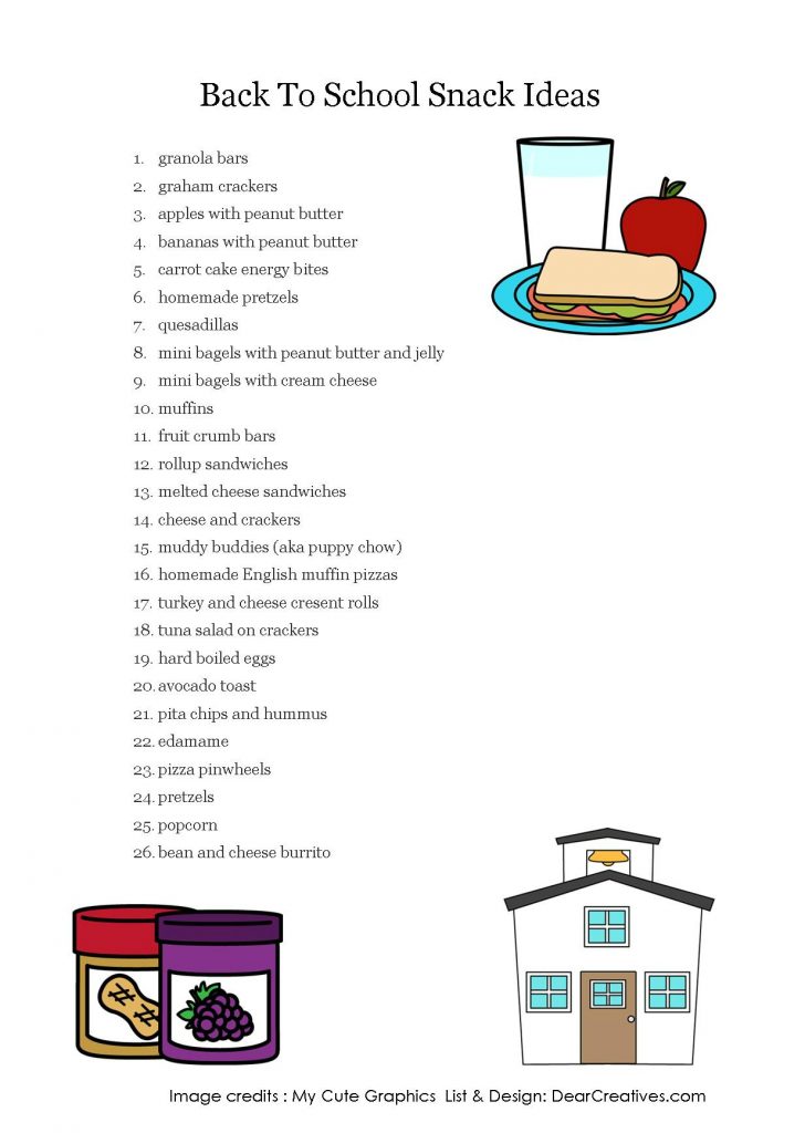 Back To School Snack Ideas Free Printables