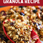 Homemade Granola Recipe - This recipe for granola is quick and easy! It's delicious as a topping on yogurt, a breakfast, a snack... Recipe is done under 30 minutes DearCreatives.com