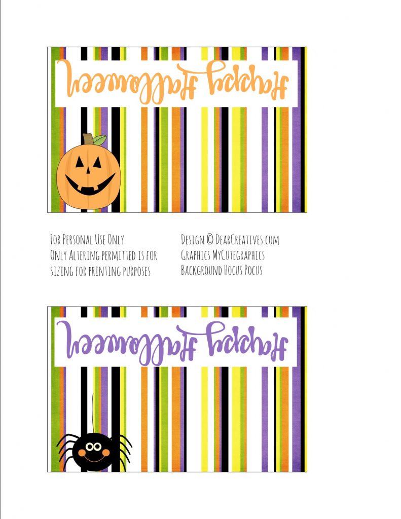 Halloween Treat Bag Toppers - free printable Halloween goodie bag toppers. DearCreatives.com