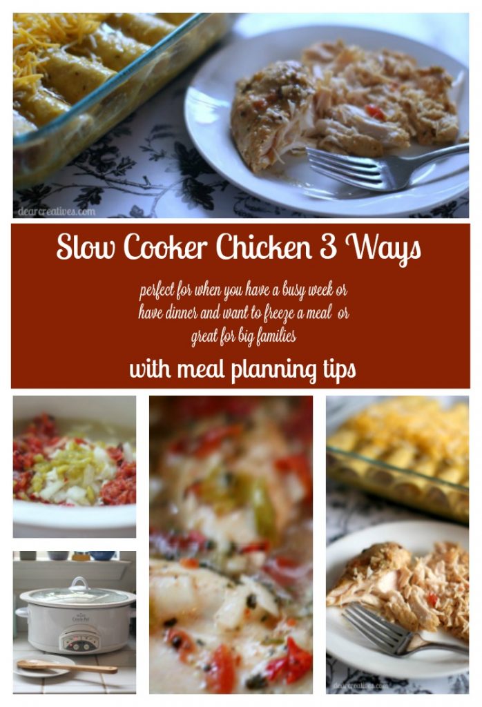 Slow Cooker Chicken | slow-cooker-chicken-served-3-ways then the broth is used for making soup! This is a quick recipe to make no pre cooking. Just toss into the slow cooker and enjoy. Get other meals from shredding the chicken for tacos, enchiladas and even serve whole breasts with rice and shredded cheese.