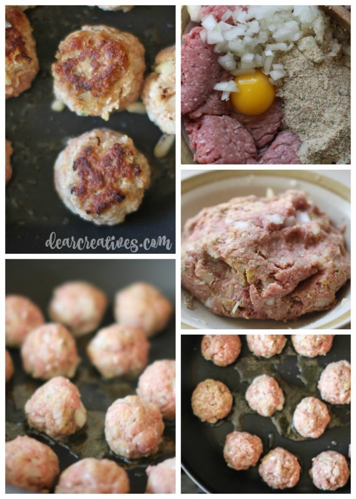 prepping and cooking turkey meatballs for turkey meatball soup