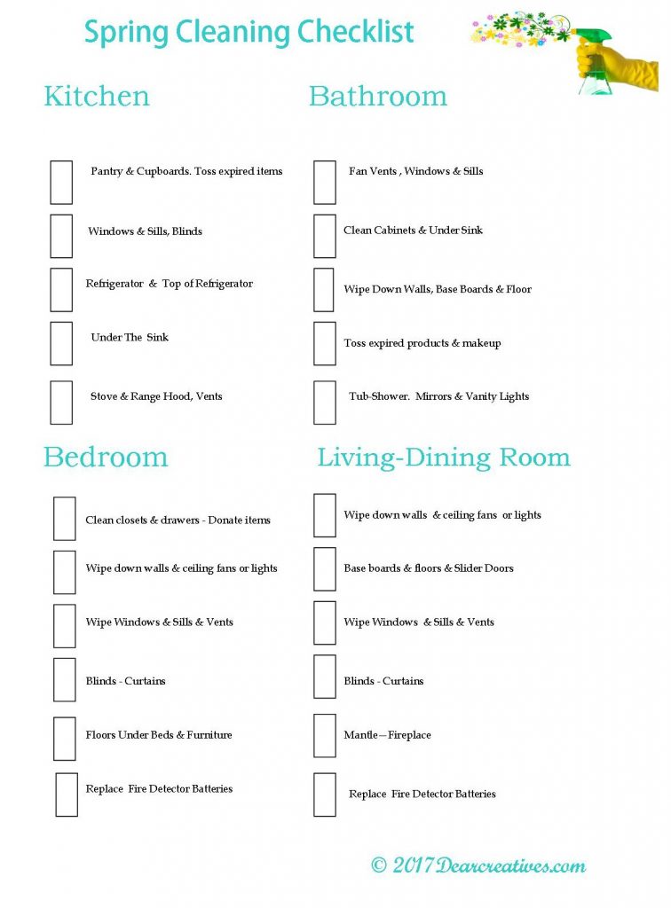 Spring Cleaning Checklist Free Printable Cleaning Checklist