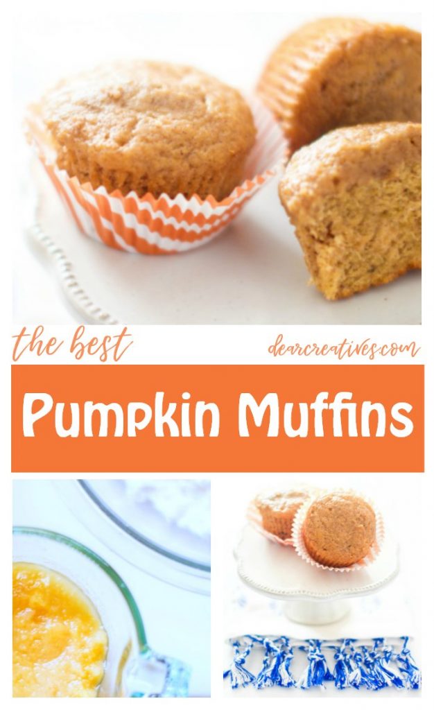 Pumpkin Muffins - The best pumpkin muffins - This is the only recipe you will need for moist, tasty muffins that turn out perfectly. #pumpkinmuffins #recipe DearCreatives.com