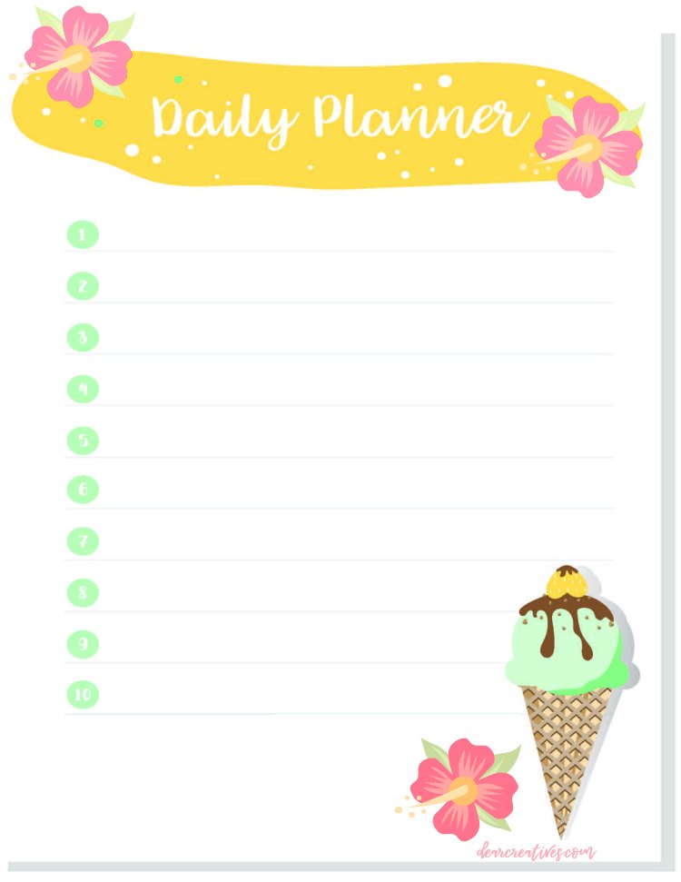 daily planner printable print your sheet for daily to do lists or other activities. free printable at dearcreatives.com #printable #freeprintable #daily #printable #dailyplannerprintable