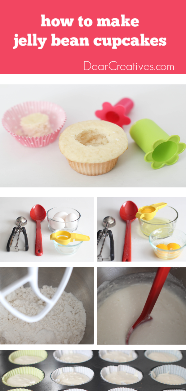 Tips for making vanilla cupcakes stuffed with jelly beans - DearCreatives.com