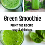 Green smoothie - Get this green smoothie recipe. It is healthy, non-dairy, fresh, easy smoothie recipes to blend and enjoy. Packed with nutrients and bursting with flavor, it's the perfect way to nourish your body and energize your day. Get the recipe and start blending your way to a healthier you! #greensmoothie #healthydrinks #healthyrecipes #easyrecipes Print the spinach smoothie recipe! DearCreatives.com