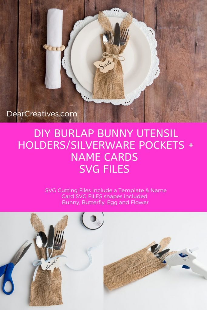 DIY Bunny Untensil Holders and Name Cards - How to instructions for this No-SEW project plus template and SVG files included. DearCreatives.com