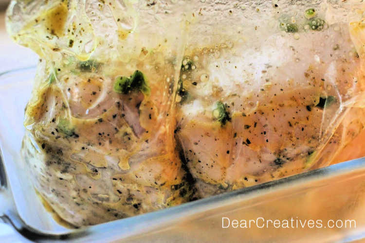 Chicken Marinade For The Grill - Chicken in a Ziplock bag that has been marinated and ready to grill.