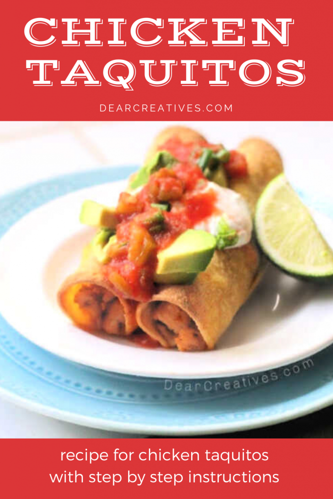 Chicken Taquitos - chicken taquitos recipe with Step by step instructions- how to make baked taquitos. DearCreatives.com