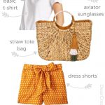 Summer outfit - Must-haves for women to wear this summer. Sun glasses, shorts, t-shirt sandals and tote bag- DearCreatives.com