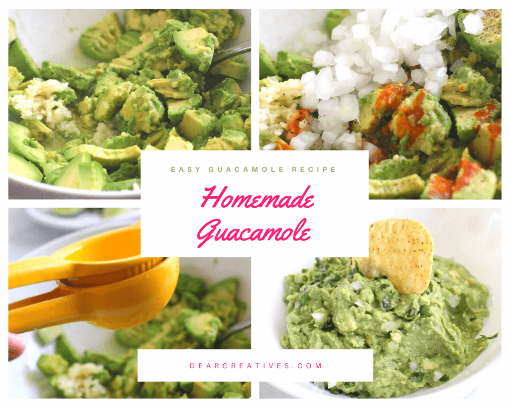 Homemade Guacamole - Easy to make and delicious! Grab the recipe for guacamole at DearCreatives.com