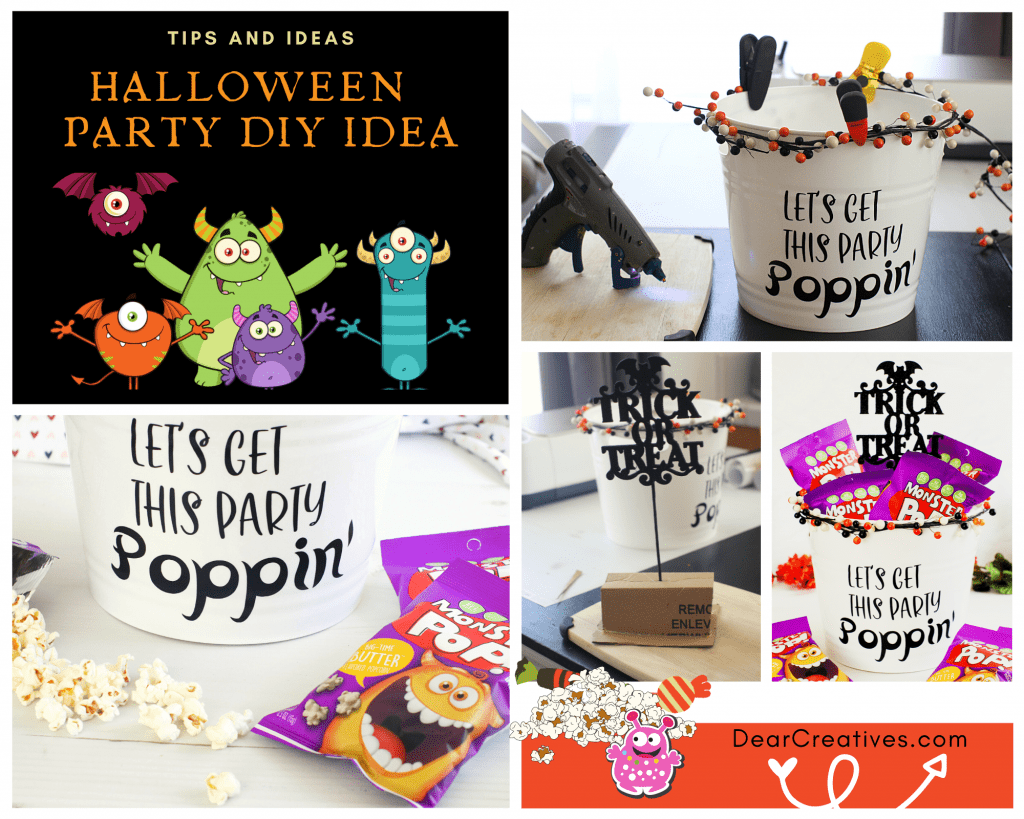 Instructions for decorating a Halloween party tub for passing out packaged treats...- DearCreatives.com