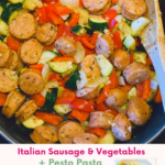 Italian Sausage and Vegetables with Pesto Pasta - Quick and Easy Dinner - Print the recipe at DearCreatives.com