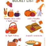 Fall bucket list - Pumpkin spice lattes, apple cider, visit a pumpkin patch, apple picking, books, dog walking, baking pies... - things to do in the fall and autumn. dearcreatives.com