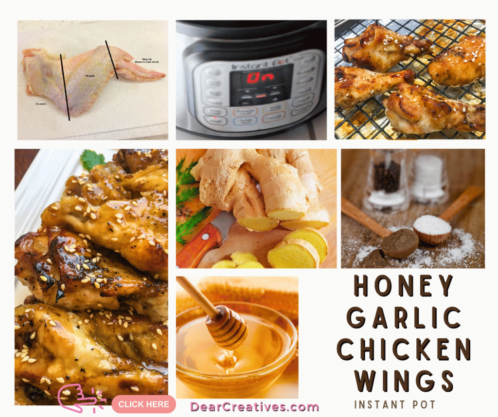 How to make Honey garlic chicken wings made in the Instant Pot - Print the recipe at DearCreatives.com