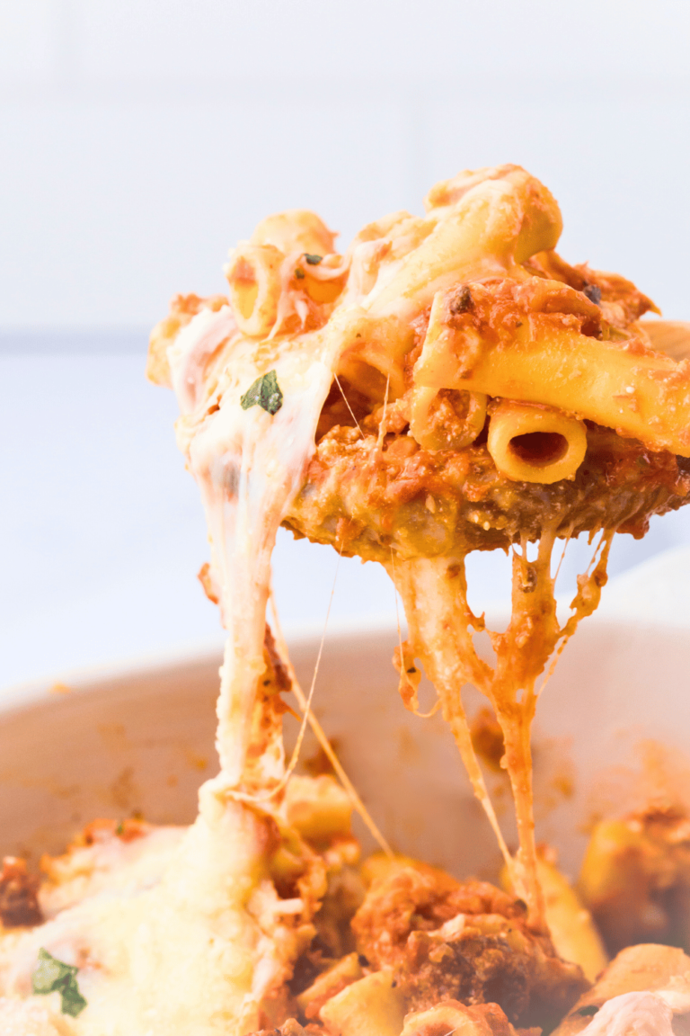 Delicious, baked ziti that is easy to make, bake, and serve any night of the week for dinner! DearCreatives.com