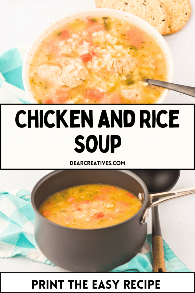 Chicken and Rice Soup - Delicious, flavorful, easy to make... Print the recipe at DearCreatives.com