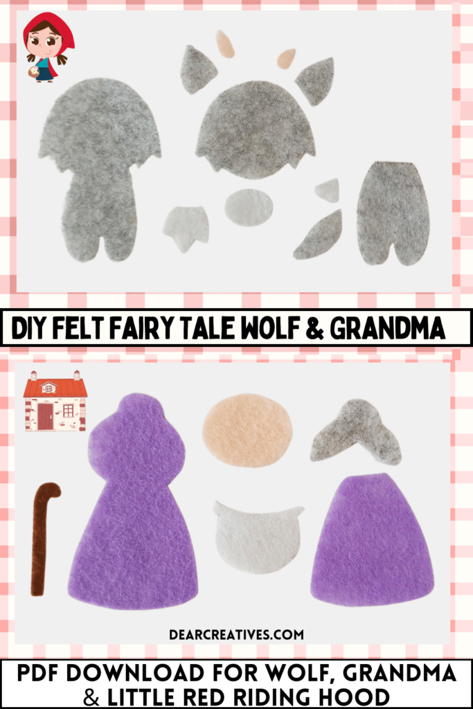 Red Riding Hood Fairy Tale Characters DIY Felt Craft and PDF Pattern Download... Go To DearCreatives.com