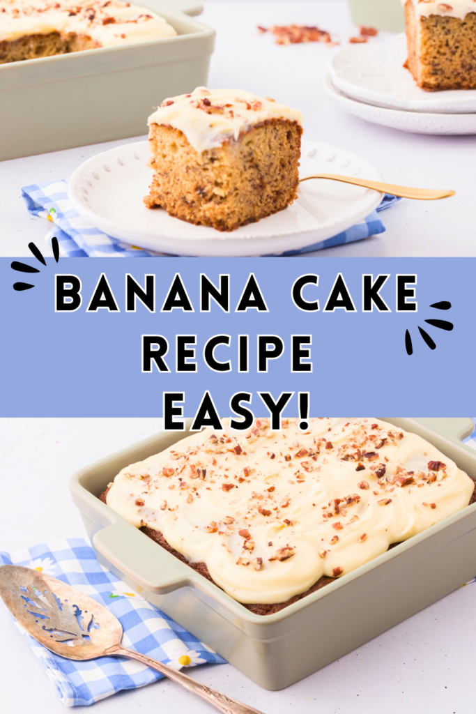 Banana Cake Recipe Easy - This is an easy recipe for banana cake using 3 bananas, square baking pan... Print the recipe for banana cake and enjoy! DearCreatives.com