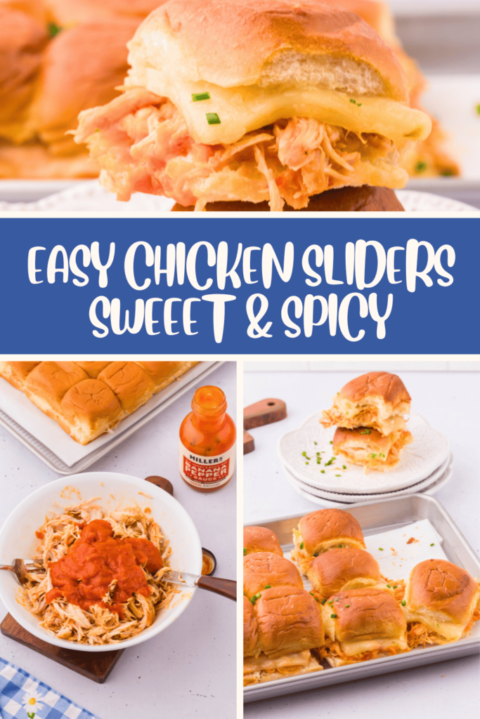 Easy Chicken Sliders - Sweet and Spicy make the chicken in the slow cooker or use a rotisserie chicken. Easy, tasty,pick your level of heat... get the recipe at DearCreatives.com 