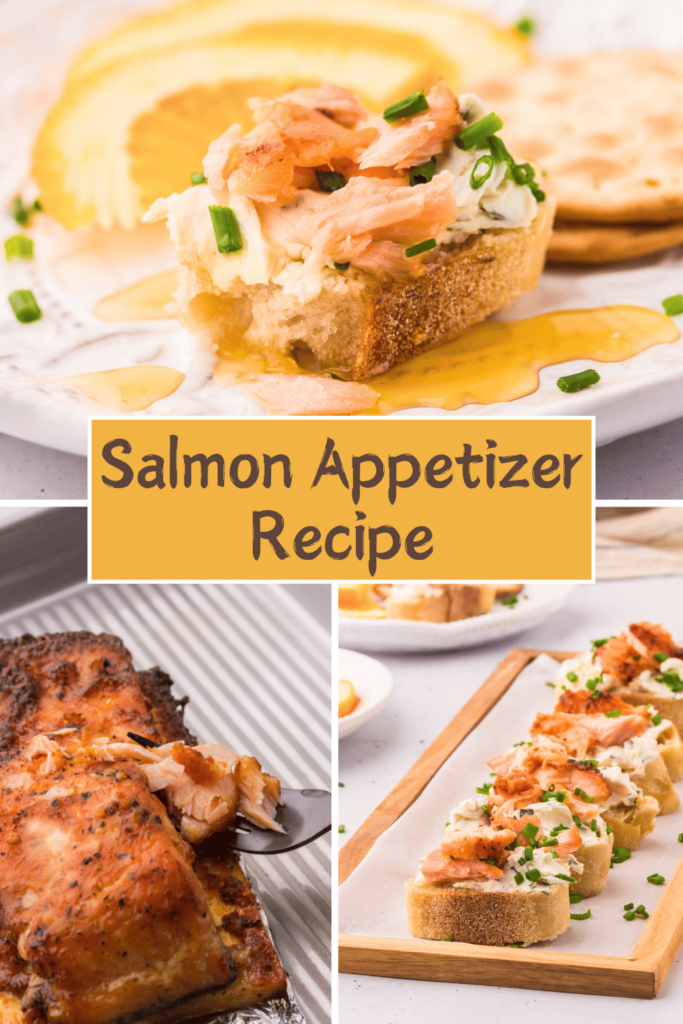 Salmon appetizer recipe finger food perfect for game days, holidays, celebrations... easy to make these crostini with salmon and cream cheese, chives, and honey. Get the quick and easy appetizer