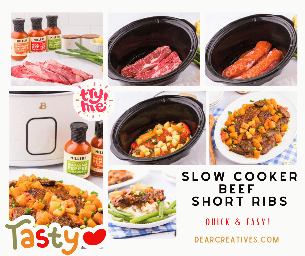 Slow Cooker Beef Short Ribs Step-by-Step Instructions With Images. Click over to get tips and print the recipe at DearCreatives.com