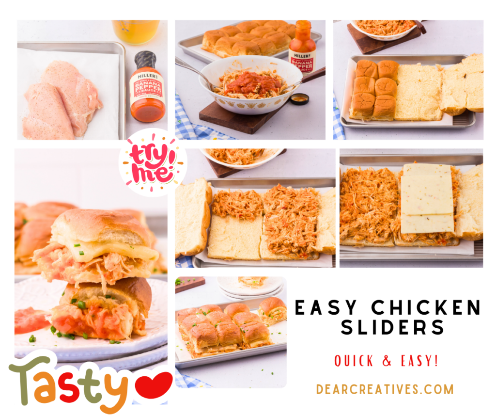 Step-by-Step Instructions and Recipe for Chicken Sliders - This is an easy recipe with quick prep and tender, flavorful chicken! DearCreatives.com