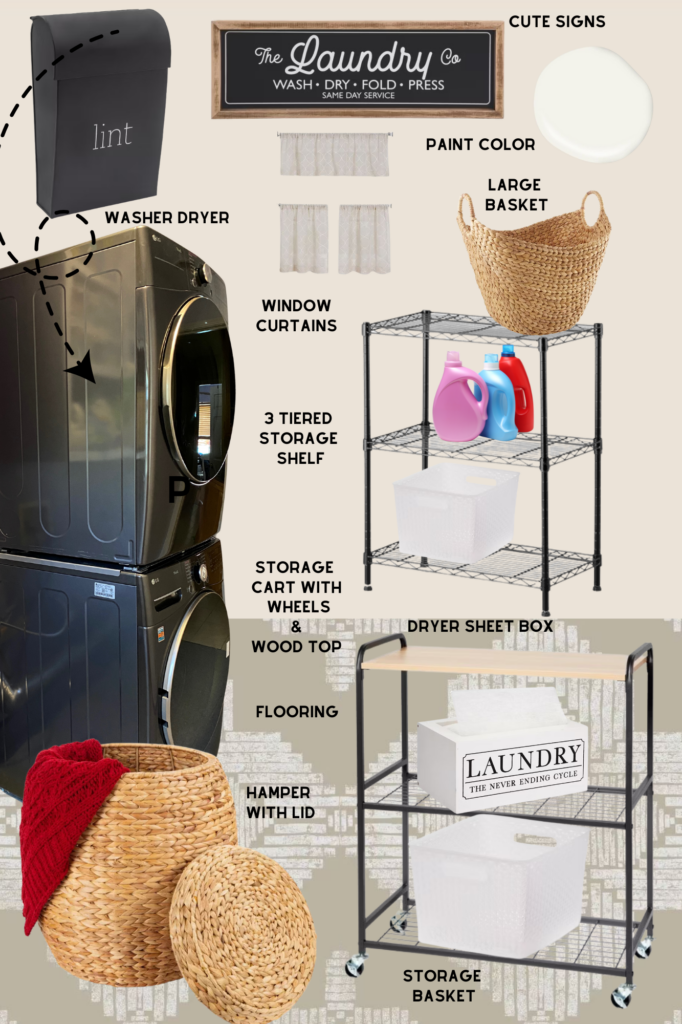  laundry room makeover style board - simple ways to organize and make your laundry room pretty! DearCreatives.com