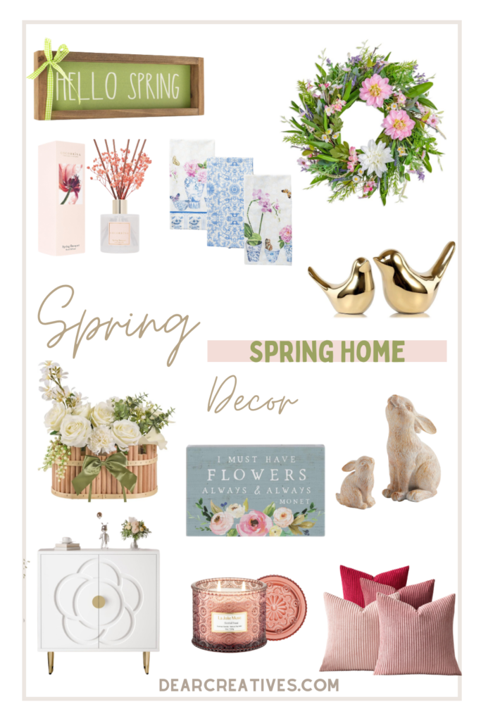 Spring Home Decor and Decorations: Decorate for spring with these decorations and decor accents for the home.  Dearcreatives.com 