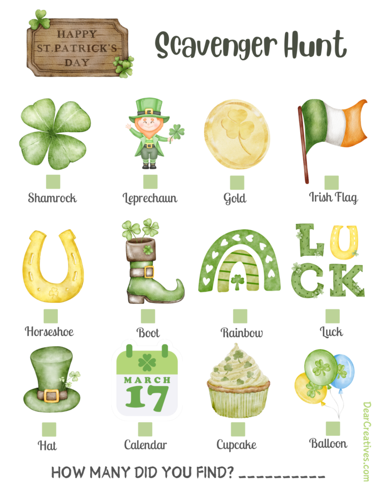 Printable St Patricks Day Scavenger Hunt Sample of printable files