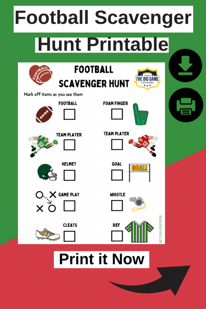 Football Scavenger Hunt Printable - DearCreatives.com