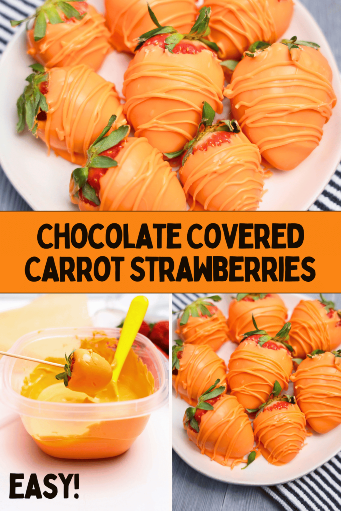 Chocolate Covered Strawberries in orange chocolate. Get this and more chocolate dipped strawberry recipes!