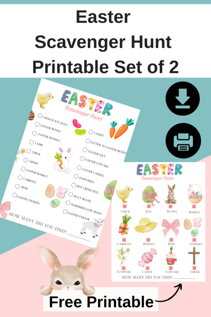 Easter Scavenger Hunt Printable Set - Get 1 free printable Easter Scavenger Hunt Printable or upgrade to get an Easter printables bundle! DearCreatives.com