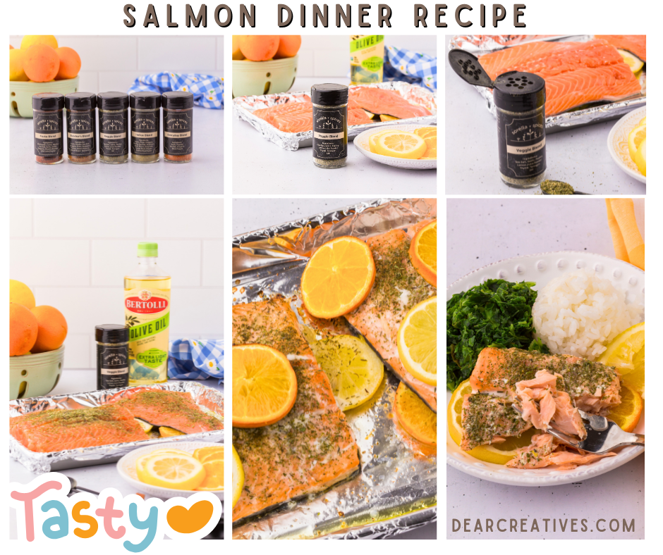 How to cook sheet pan salmon with herbs and citrus. Get the instructions, salmon dinner ideas, and print quick and easy recipe at DearCreatives.com