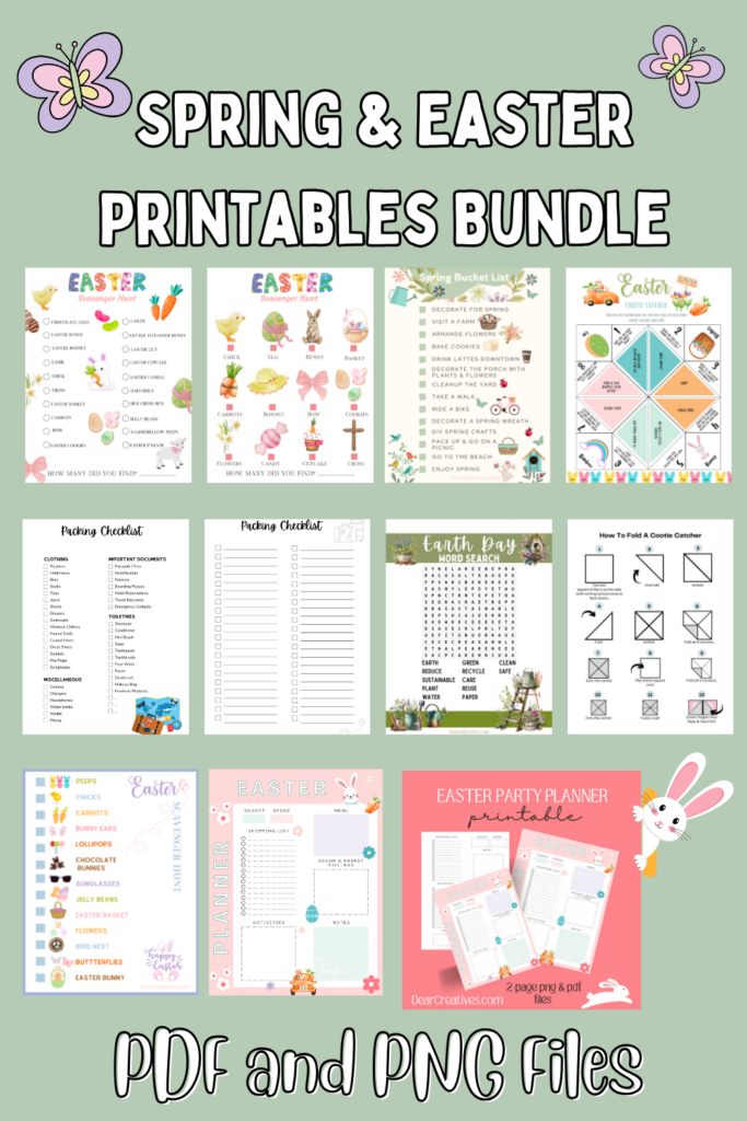 spring printables and Easter printables Bundle Instant Download after purchase. Pay what you want LTO offer! FIND OUT MORE! DearCreatives.com